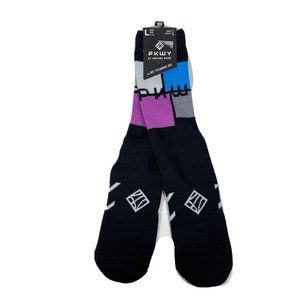 PKWY Dwyane Wade Bold C Crew No 2 Classic Socks Mens Large 6-12 1 Pair Black